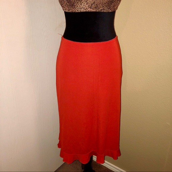 ✅Blood Orange Midi Skirt W/Ruffle Hem Sz M - Picture 3 of 8